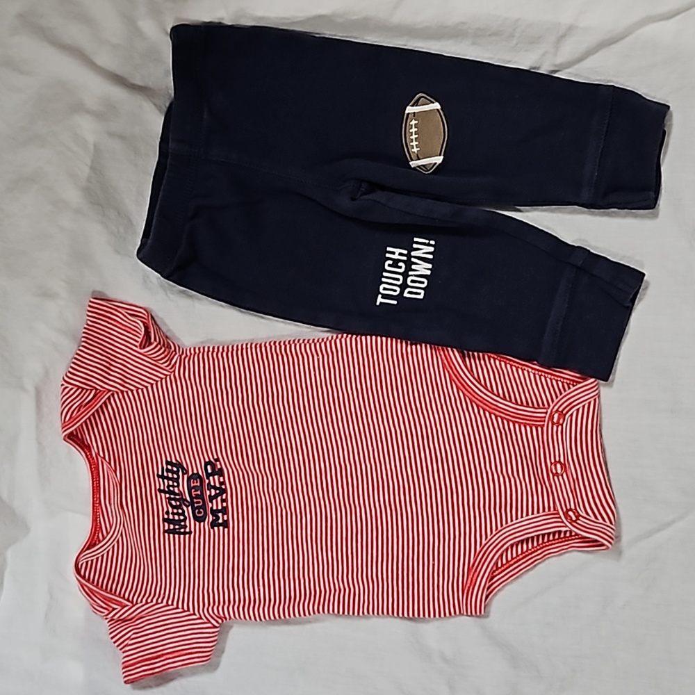 5 for $15!! Baby Boys CARTER'S Sz 6 Months Football Outfit Set Bodysuit & Pants
